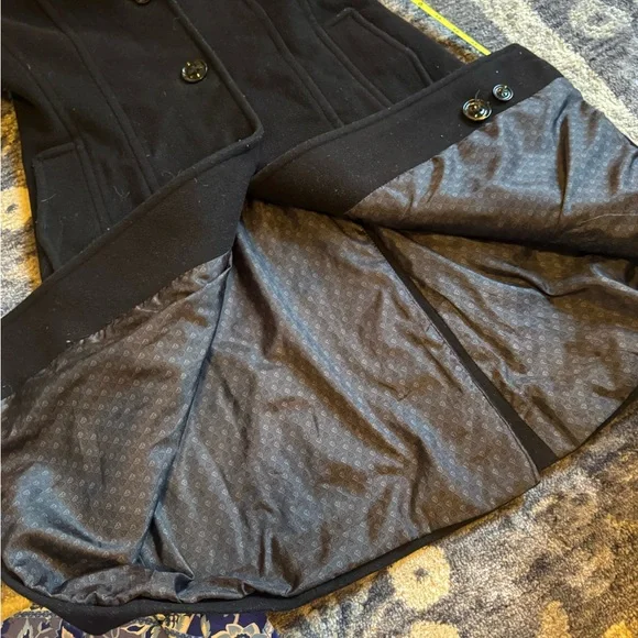 Anne Klein Black Wool Blend Pea Coat